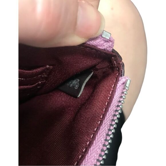 COACH Metallic Pink Textured Crossgrain Leather Corner Zip Wristlet - Picture 9 of 12